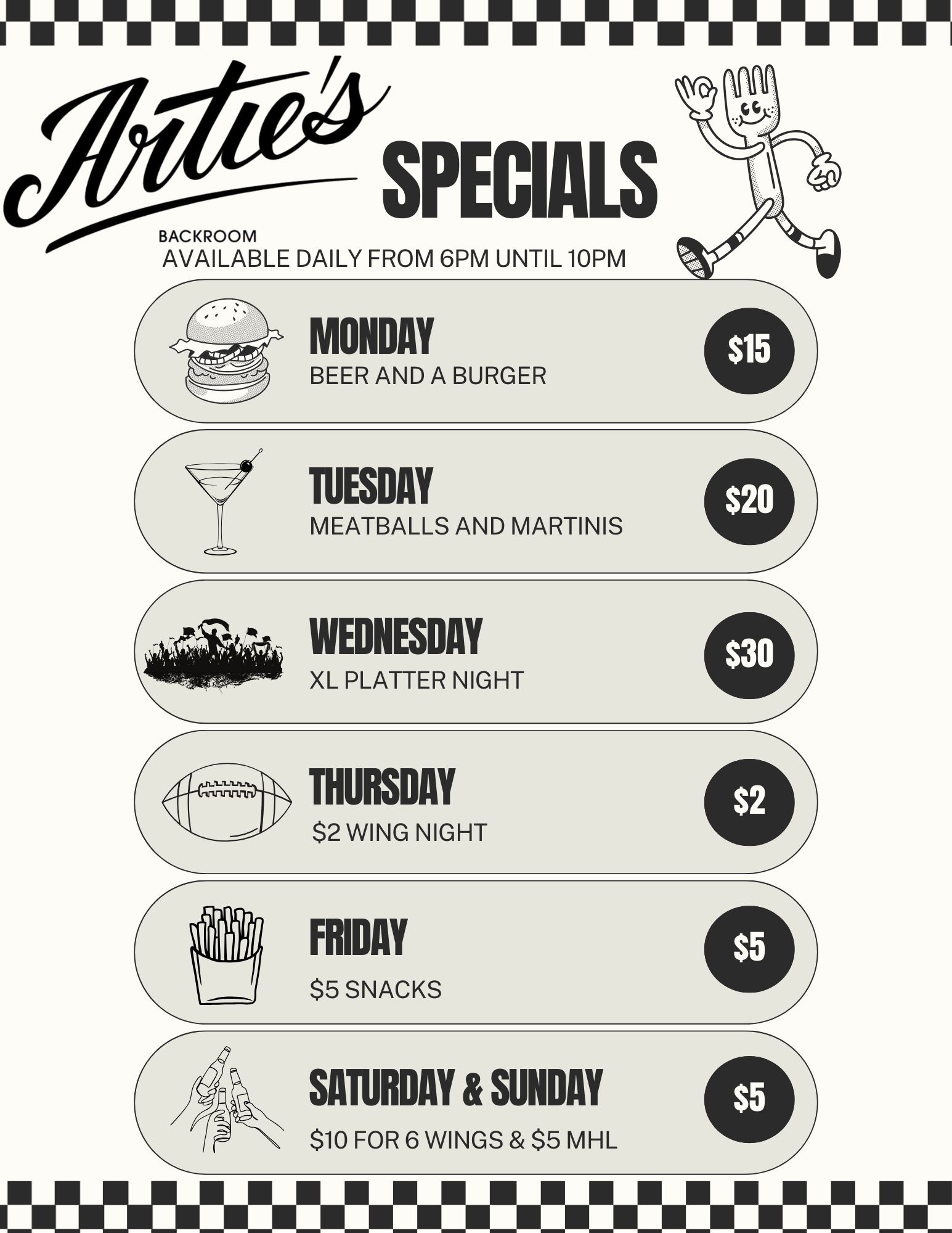 Artie's Backroom Murray Hill Daily Happy Hour