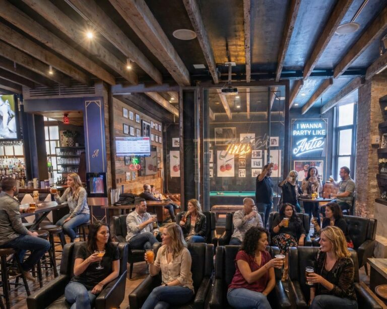 Artie's Backroom Crowd Watching Sports