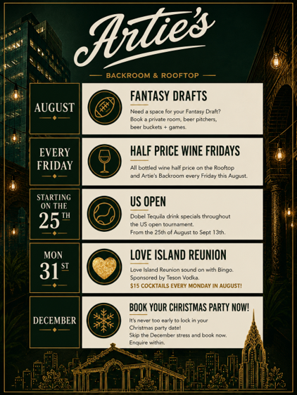 August Events Midtown East NYC Bar and Rooftop
